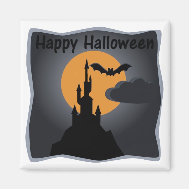 Joyeux Halloween Éffrayant Castle Magnet (Devant)