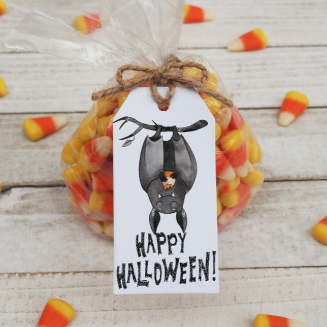 Joyeux Halloween Étiquette Cadeau Chauve-souris (Créateur téléchargé)