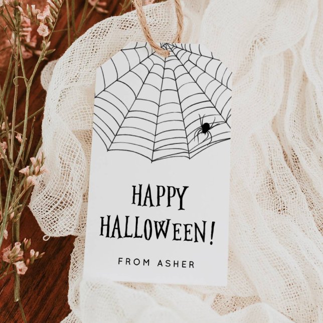 Joyeux Halloween Étiquette de Cadeau Toile d'Araig (Créateur téléchargé)