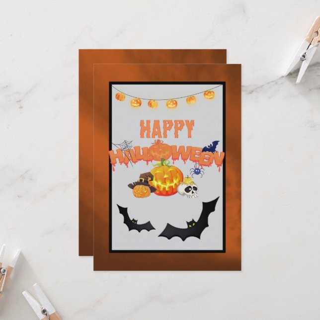 Joyeux Halloween Jack-o-Lantern et plus de carte (Devant/Arrière en situation)