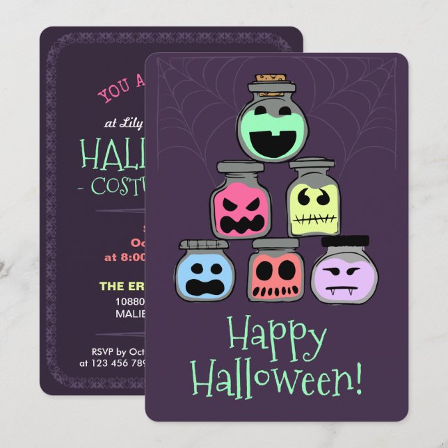 Joyeux Halloween jarres Costume Fête Invitation (Devant / Derrière)