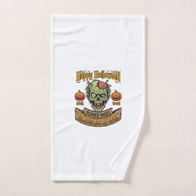 Joyeux Halloween Les Zombies Ont Mangé La Tête De  (Serviette à main)