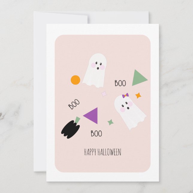 Joyeux Halloween Mignon Fantôme Paillettes Carte (Devant)