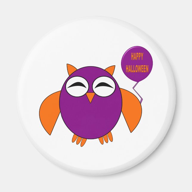 Joyeux Halloween Party Owl Magnet (Devant)