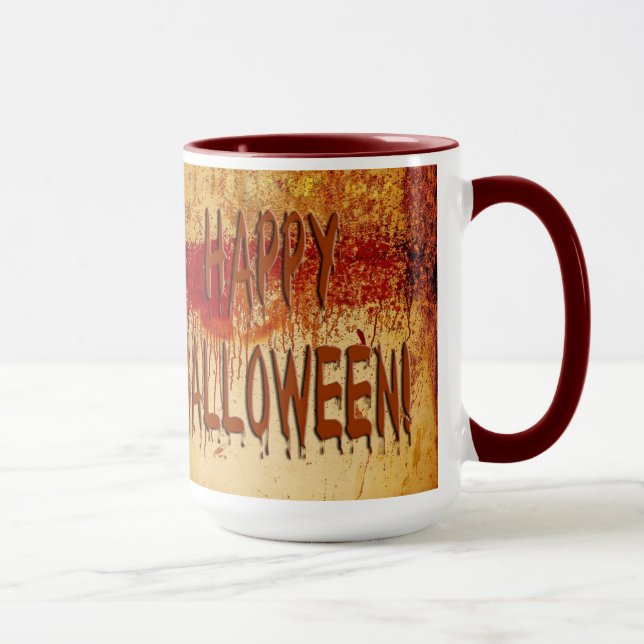 Joyeux Halloween Sang Tiré Mur Mug (Droite)
