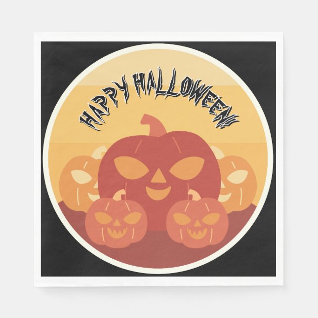 Joyeux Halloween ! Serviettes en papier citrouille (Devant)