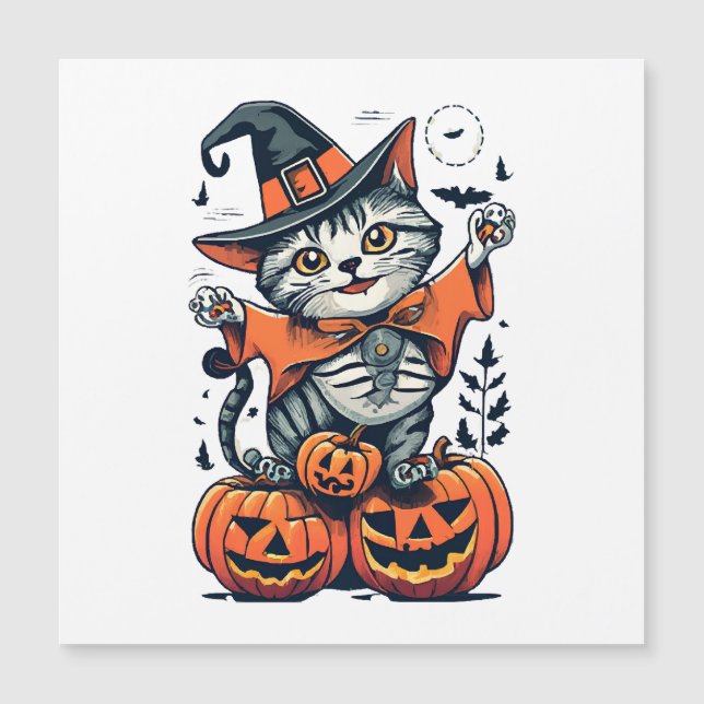 Joyeux Halloween Sorcière Chat (Devant)