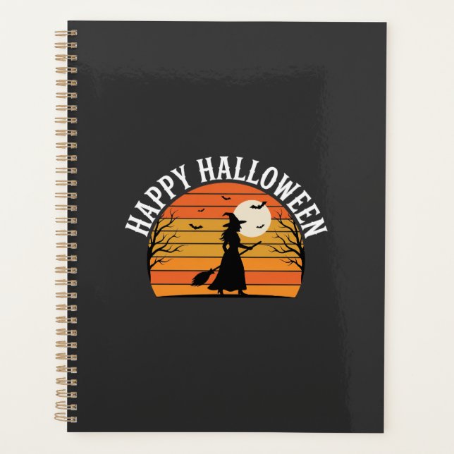 Joyeux Halloween Sorcière Coucher de soleil Design (Devant)