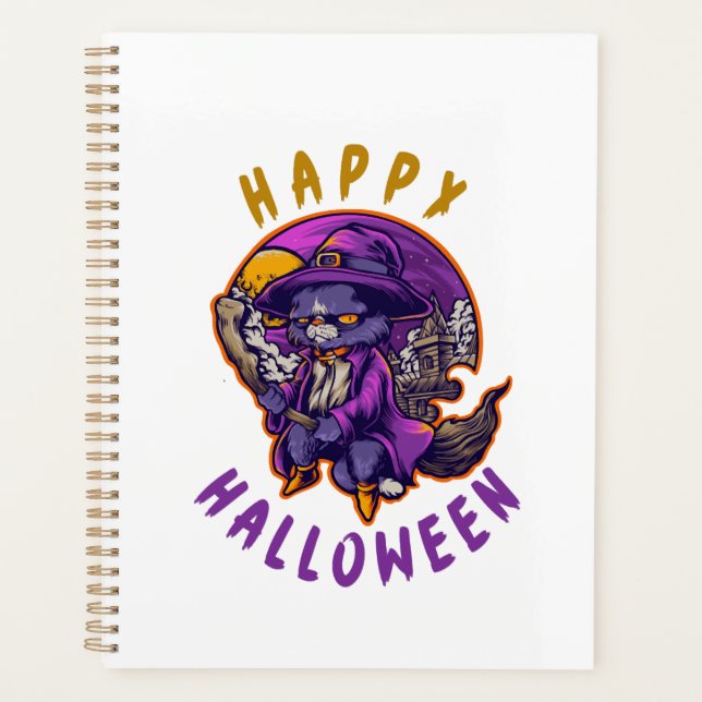 Joyeux Halloween Sorcière de Halloween Chat (Devant)