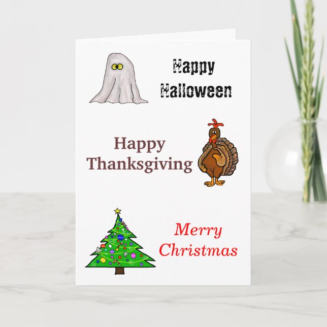 Joyeux Halloween, Thanksgiving, Carte de Noël (Devant)
