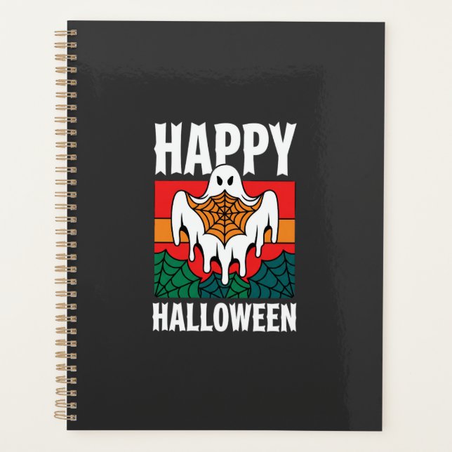 Joyeux Halloween Toile Araignée Fantôme Rétro (Devant)