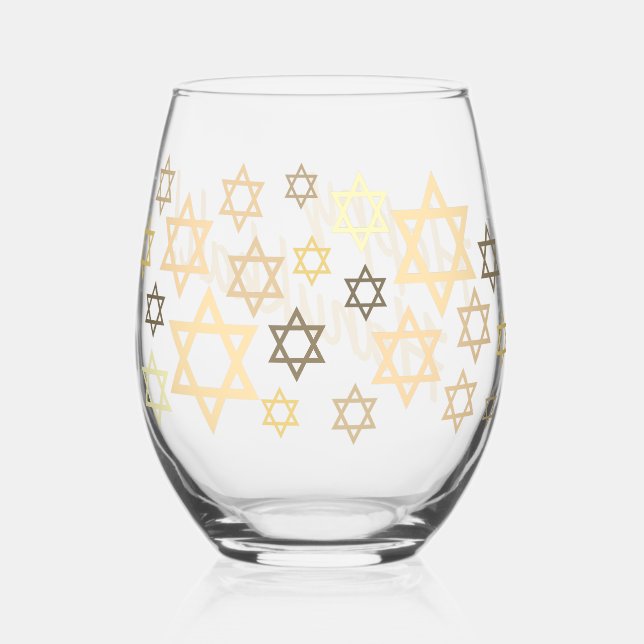 Joyeux Hannukah ! Verre stylé (Recto)