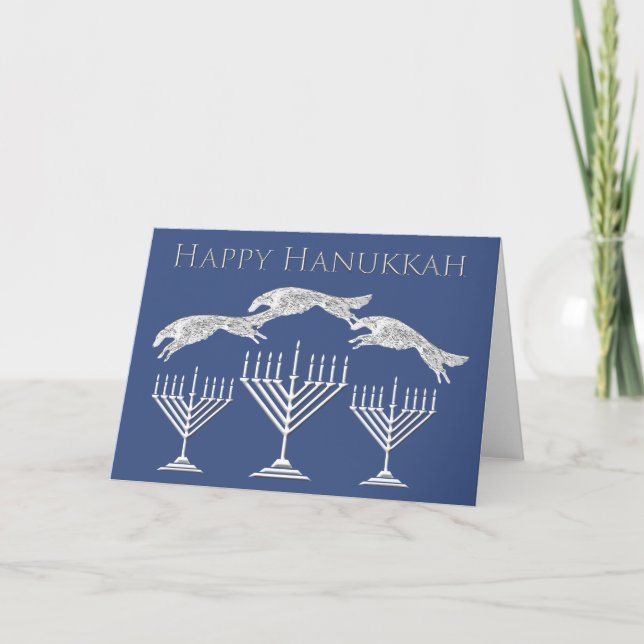 Joyeux Hanouka Carte de Borzoi sauteur (Devant)