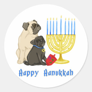 Joyeux Hanoukka Carlins et Stickers Menorah