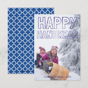 Joyeux Hanukkah Bloc Bleu - Carte de Hanukkah 3x5