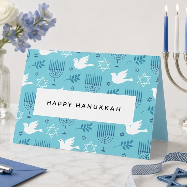 Joyeux Hanukkah Carte de vacances pliée (Créateur téléchargé)