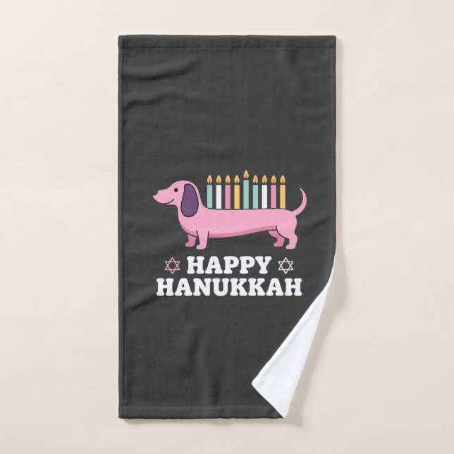 Joyeux Hanukkah chien teckel (Serviette à main)