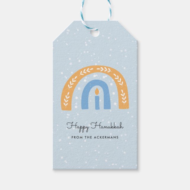 Joyeux Hanukkah | Étiquettes Cadeaux Hanukkah (Devant)