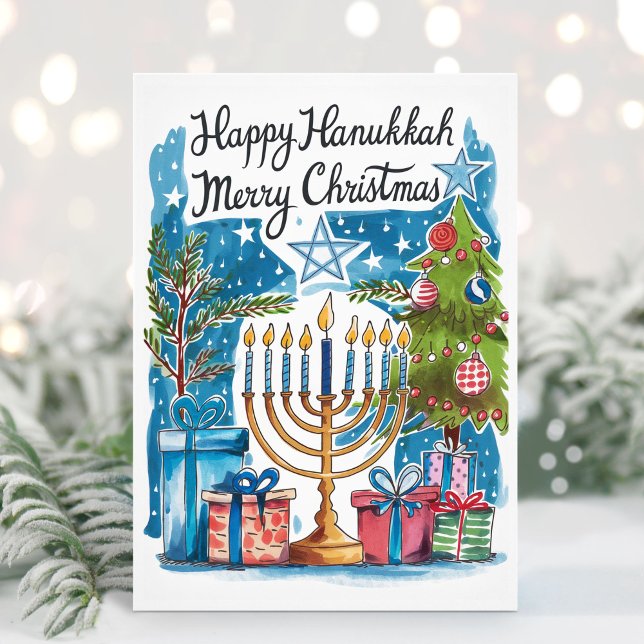 Joyeux Hanukkah Joyeux Noël Carte (Happy Hanukkah Merry Christmas Card)