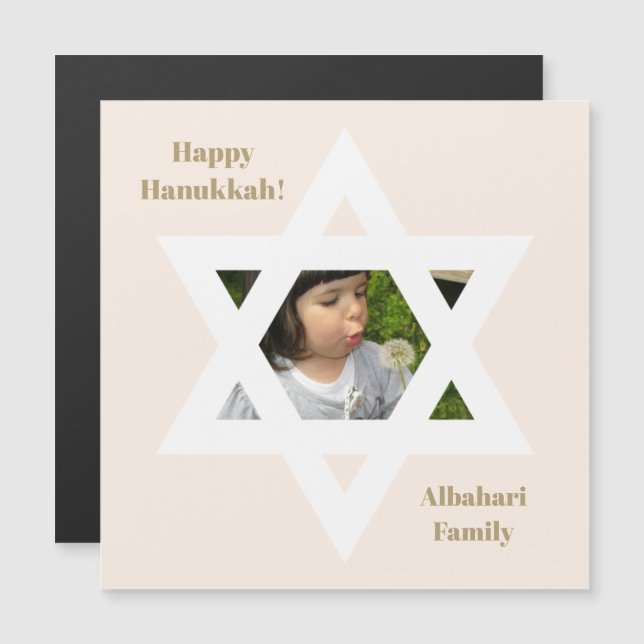 Joyeux Hanukkah rose poudré Photo mignonne (Devant / Derrière)