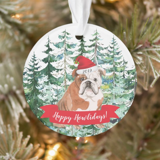 Joyeux Howlidays Bouledogue Anglais Chien Noël (Arbre)