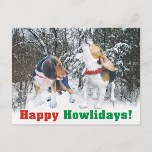 Joyeux Howlidays ! Carte postale beagle Snowy Wood