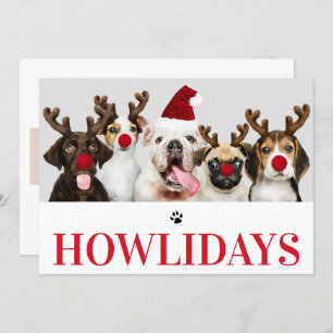 Joyeux Howlidays Chien Noël 5 Carte photo