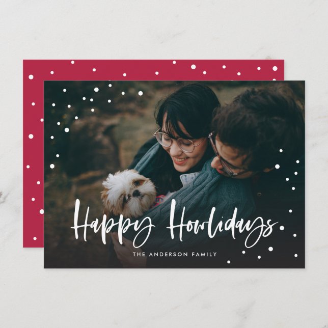 Joyeux Howlidays Dots de neige Chien | Animal (Devant / Derrière)