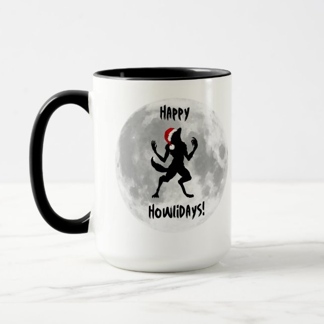 Joyeux Howlidays Funny Werewolf Coffee Mug (Gauche)