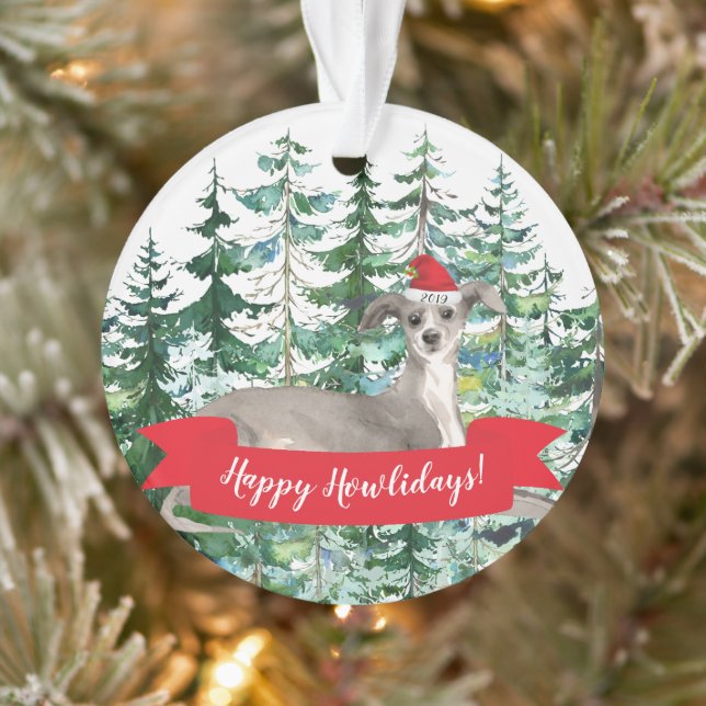Joyeux Howlidays Greyhound Italien Noël (Arbre)