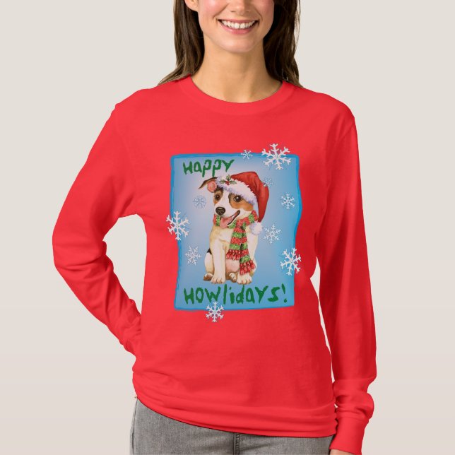 Joyeux Howlidays Jack Russell Terrier T-Shirt (Devant)