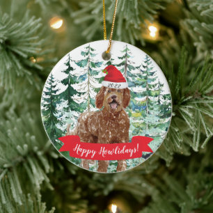 Joyeux Howlidays Labradoodle chien ornement de Noë