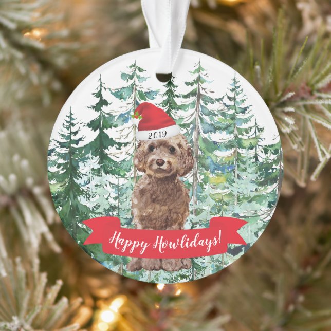 Joyeux Howlidays Marron Chien Cockapoo Noël (Arbre)
