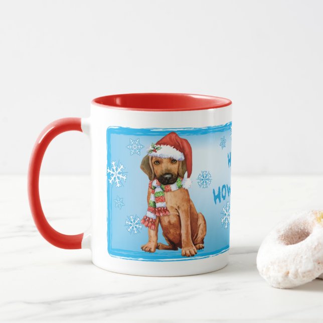Joyeux Howlidays Rhodesian Ridgeback Mug (Avec donut)