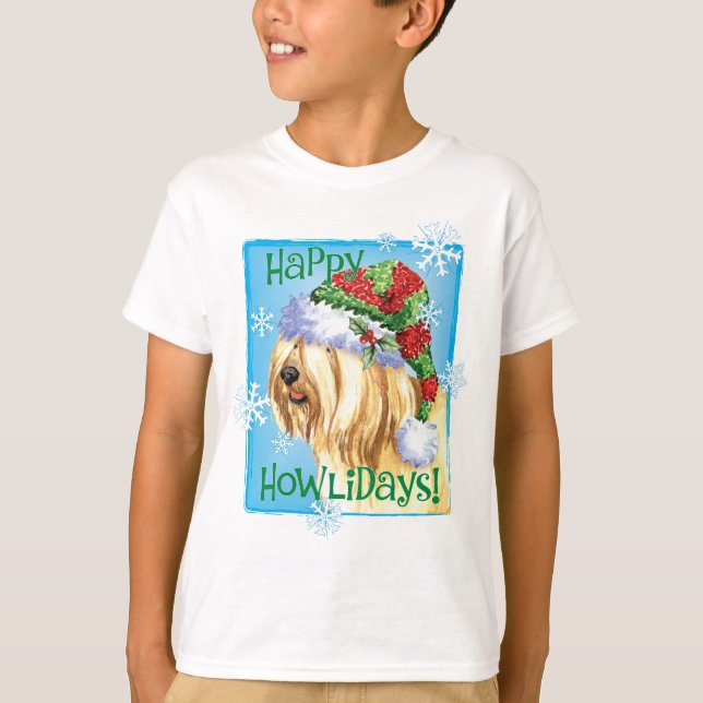 Joyeux Howlidays Tibétain Terrier T-Shirt (Devant)