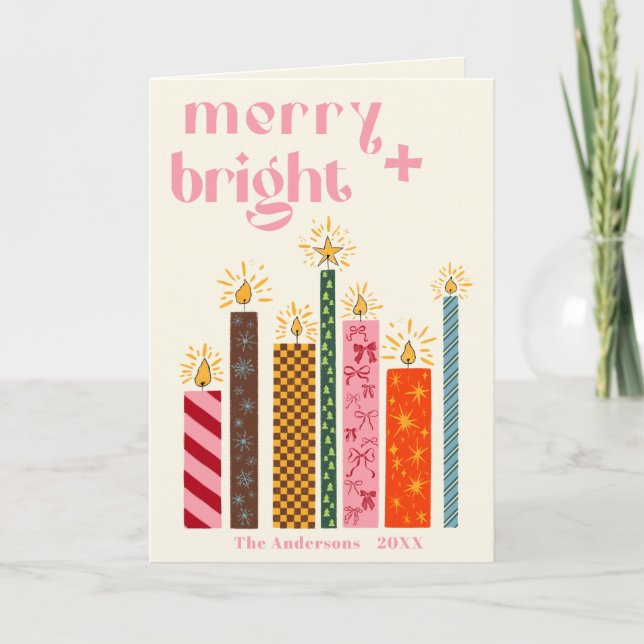 Joyeux illustré à la main + Carte de Noël brillant (Devant)