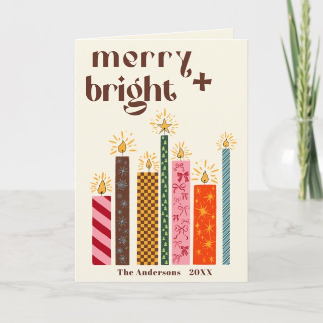 Joyeux illustré à la main + Carte de Noël brillant (Devant)
