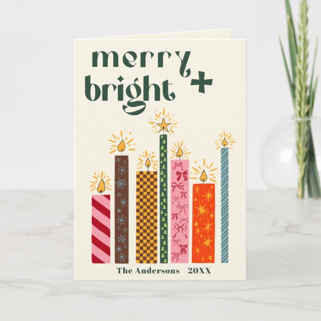Joyeux illustré à la main + Carte de Noël brillant (Devant)