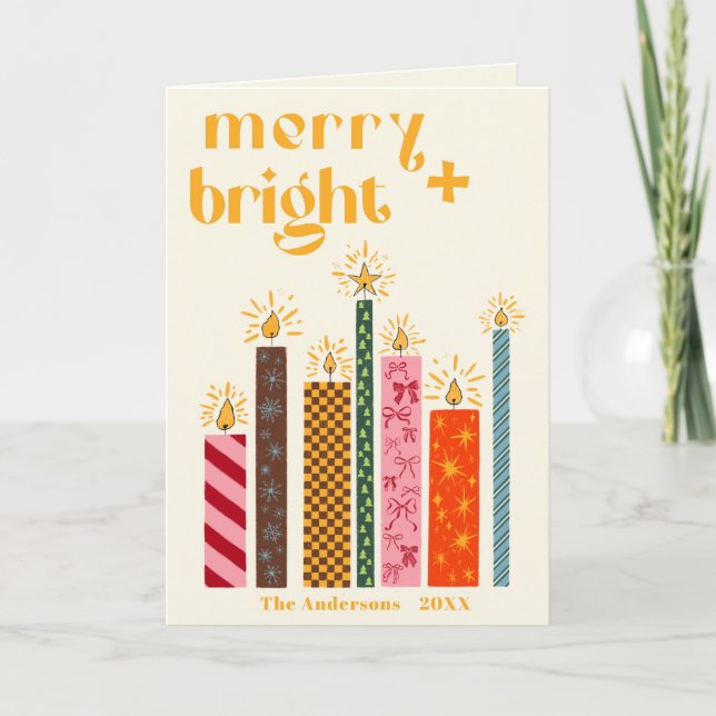 Joyeux illustré à la main + Carte de Noël brillant (Devant)