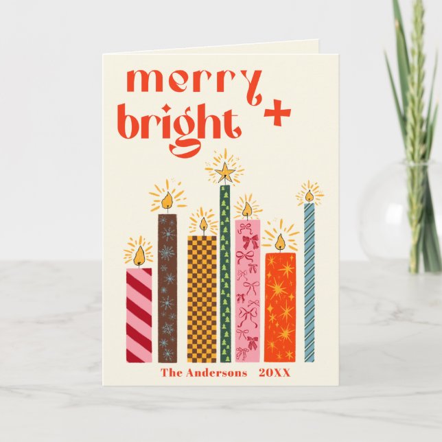 Joyeux illustré à la main + Carte de Noël brillant (Devant)
