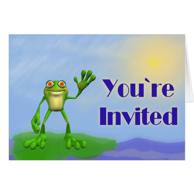 Joyeux Invitation de grenouille (Devant horizontal)