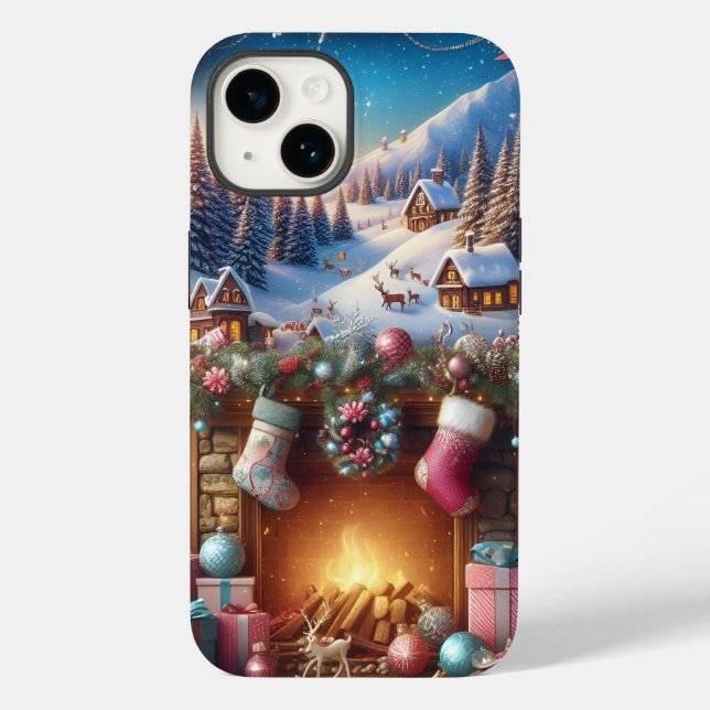 Joyeux iPhone Noël 14 Coque dur (Verso)
