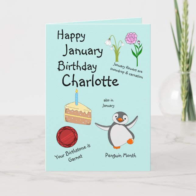 Joyeux Janvier Anniversaire Carte de voeux pliée (Devant)