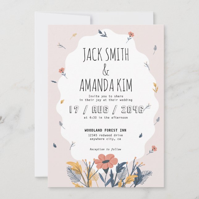 Joyeux Joueur Fleur été mariage Invitations (Devant)