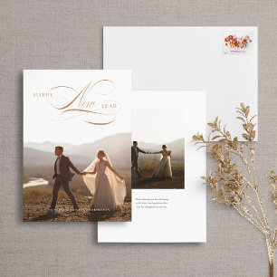 Joyeux Jour de l'An Script Holiday Carte photo com