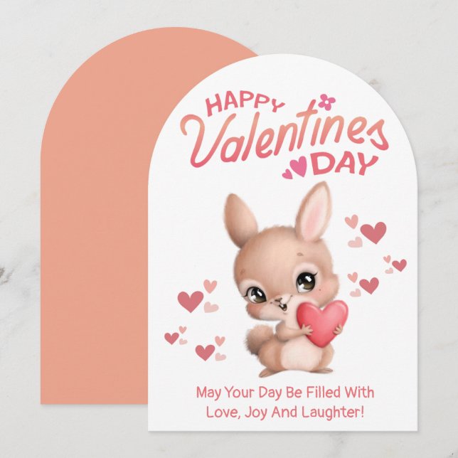 joyeux jour des valentines, mignonne carte d'arc d (Devant / Derrière)