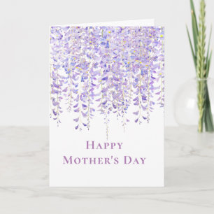 joyeux jour mère mauve glycine fleurs carte
