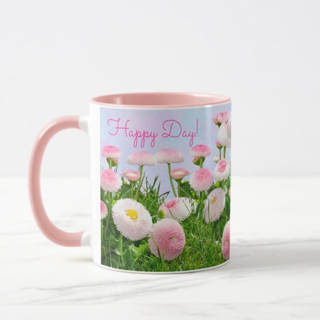 Joyeux Jour rose floral Mug (Gauche)