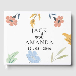 Joyeux Joyeux Colorful Floral Mariage livre d'or