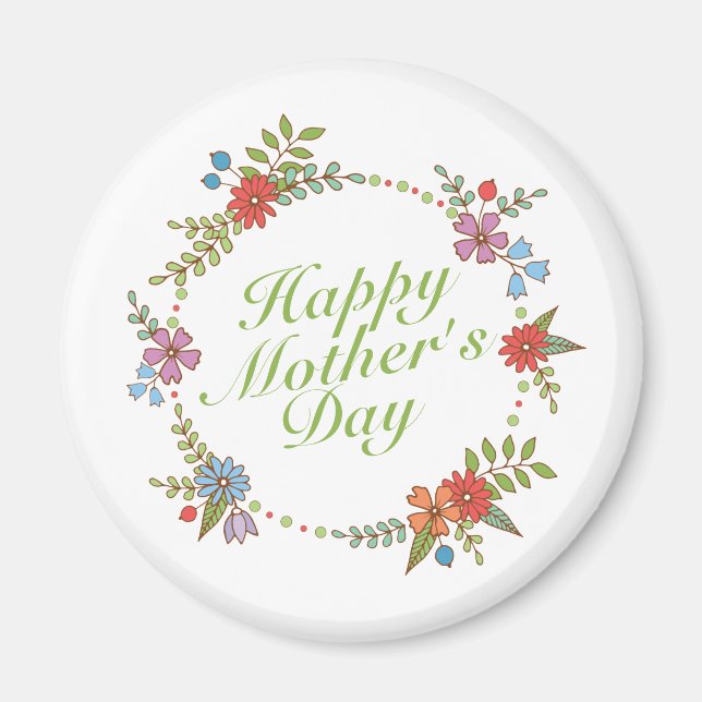 Joyeux Joyeux Fête des Mères Fleur Wreath | Magnet (Devant)